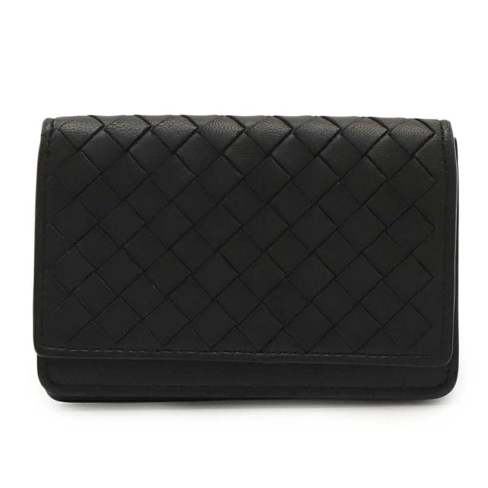 BOTTEGA VENETA Intrecciato Card Case Wallet Business Pass Leather Black